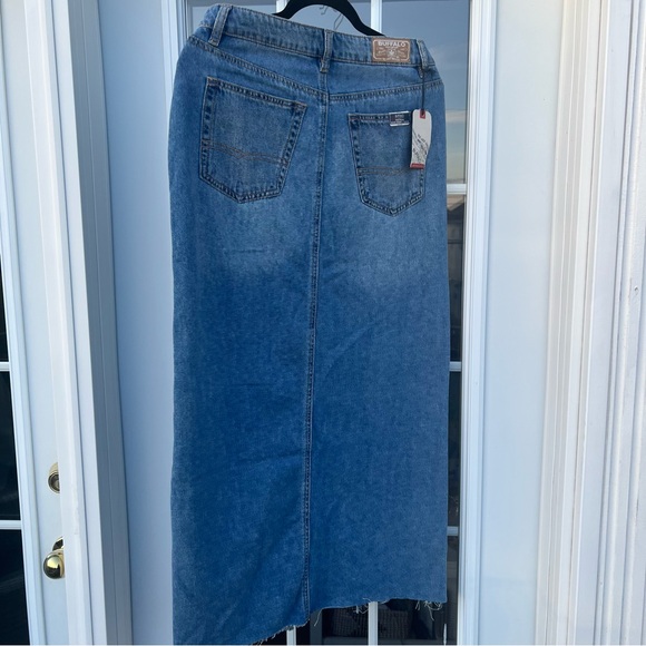 Denim Midi Maxi Skirt Buffalo Worn Indigo w/ Front Slit NWT Boho Casual Cowgirl - Picture 11 of 16